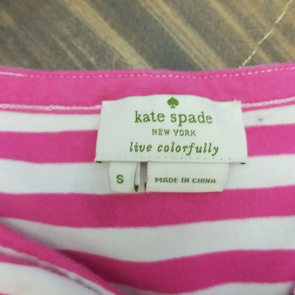 Kate Spade Pink White Striped Bow Tank Small